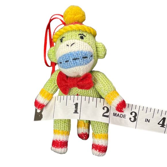 Vintage 90's 1997 Christmas Ornament Sock Monkey Collectible 4" Green Red Blue Y - Picture 11 of 14